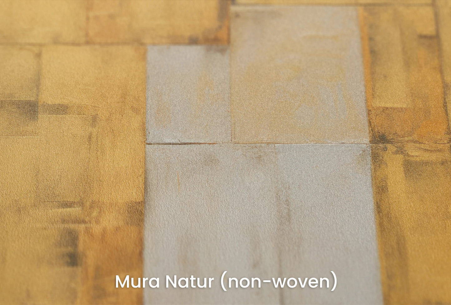 Zbliżenie na artystyczną fototapetę o nazwie Gilded Blocks na podłożu Mura Natur (non-woven) - naturalne i ekologiczne podłoże.