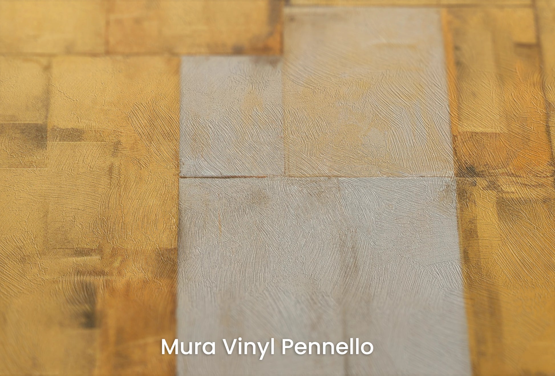 Zbliżenie na artystyczną fototapetę o nazwie Gilded Blocks na podłożu Mura Vinyl Pennello - faktura pociągnięć pędzla malarskiego.