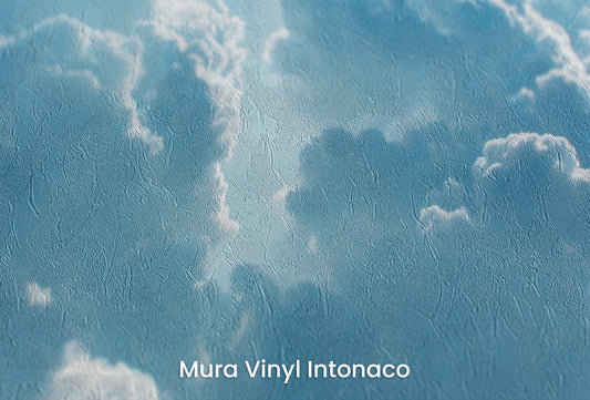 Zbliżenie na artystyczną fototapetę o nazwie Celestial Majesty na podłożu Mura Vinyl Intonaco - struktura tartego tynku.