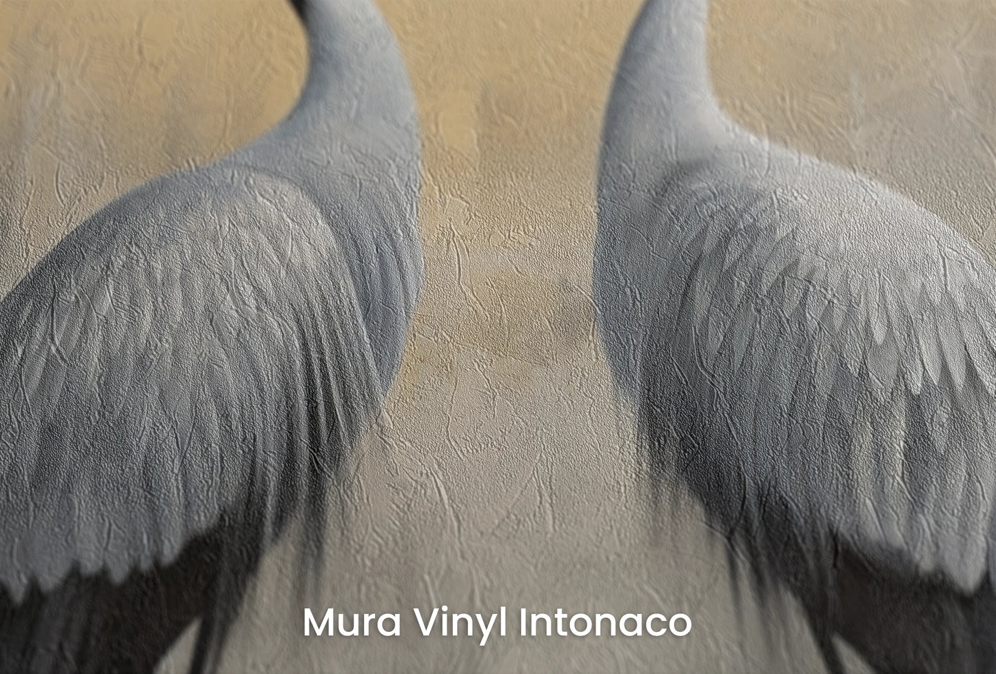 Zbliżenie na artystyczną fototapetę o nazwie Crimson Echo na podłożu Mura Vinyl Intonaco - struktura tartego tynku.