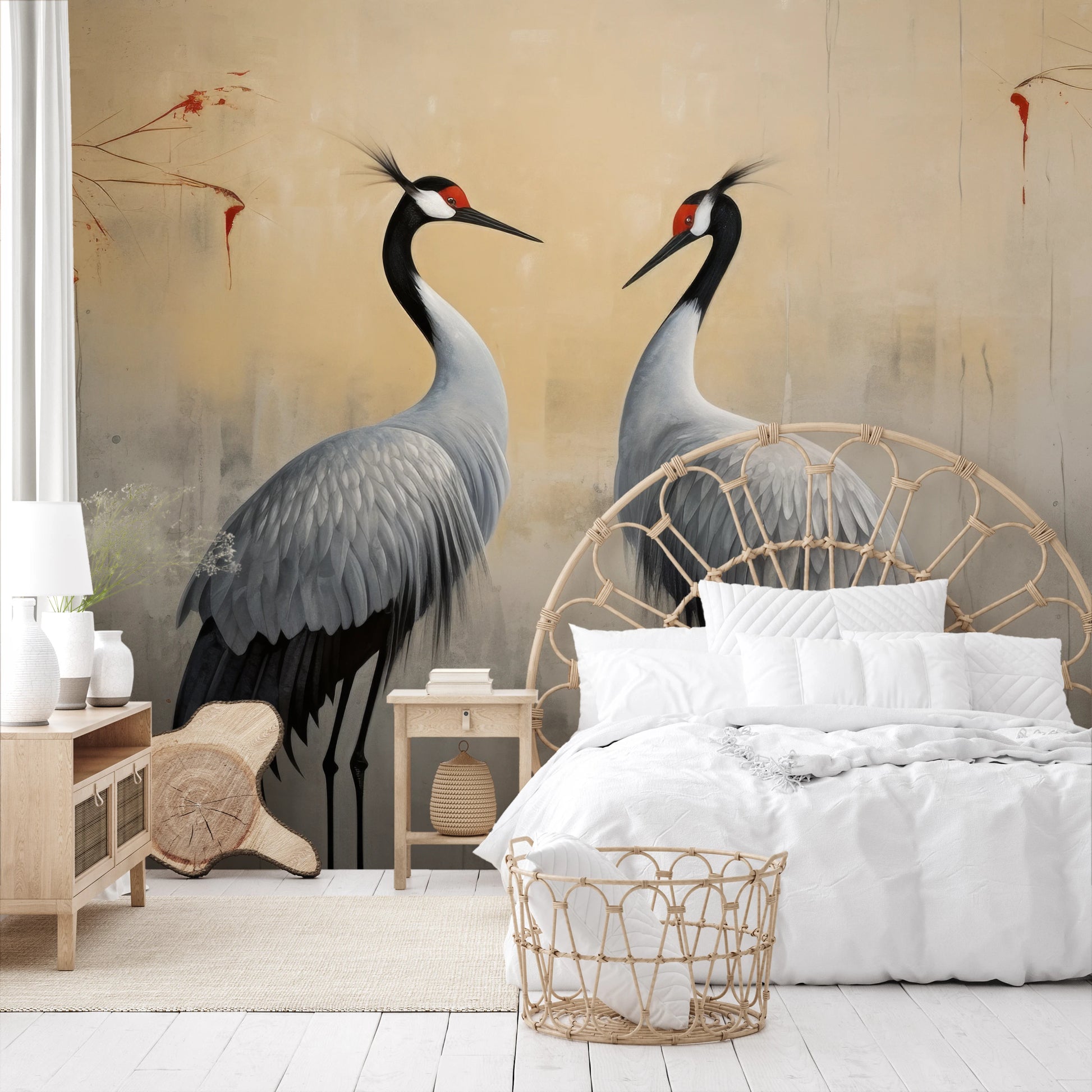 Fototapeta artystyczna o nazwie Crimson Echo pokazana w aranżacji wnętrza.