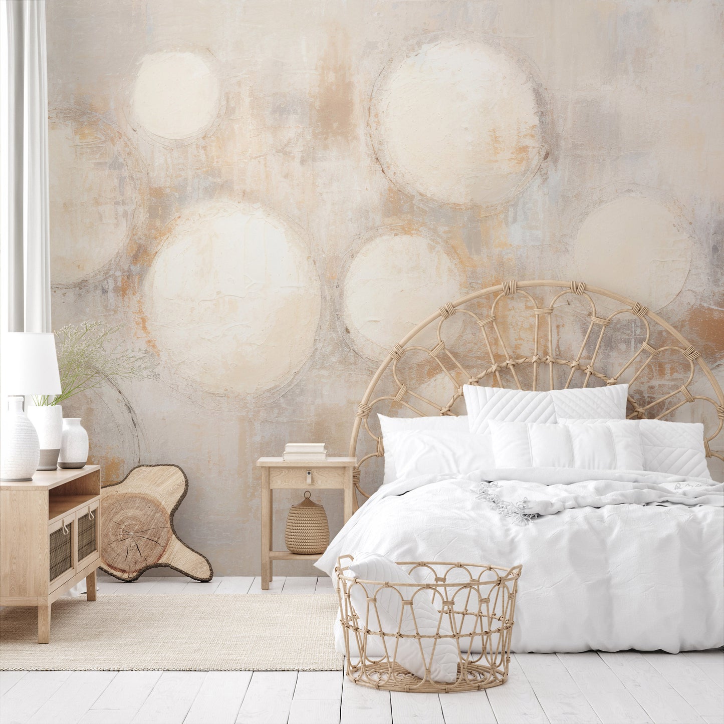 Fototapeta malowana o nazwie TRANQUIL CIRCLES pokazana w aranżacji wnętrza.