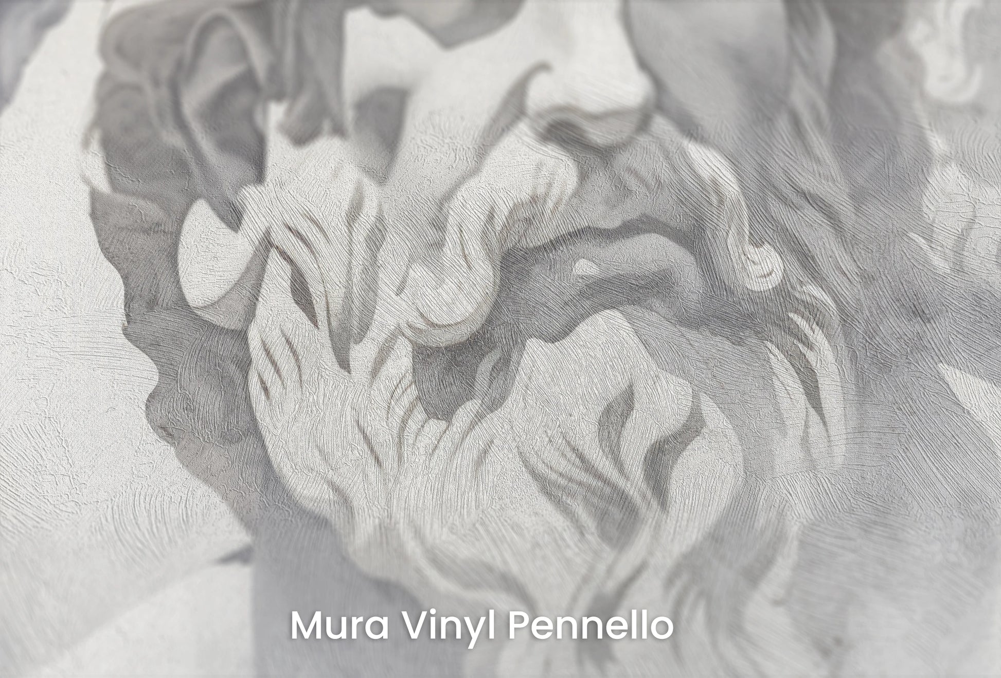 Zbliżenie na artystyczną fototapetę o nazwie Dialogues of Antiquity na podłożu Mura Vinyl Pennello - faktura pociągnięć pędzla malarskiego.