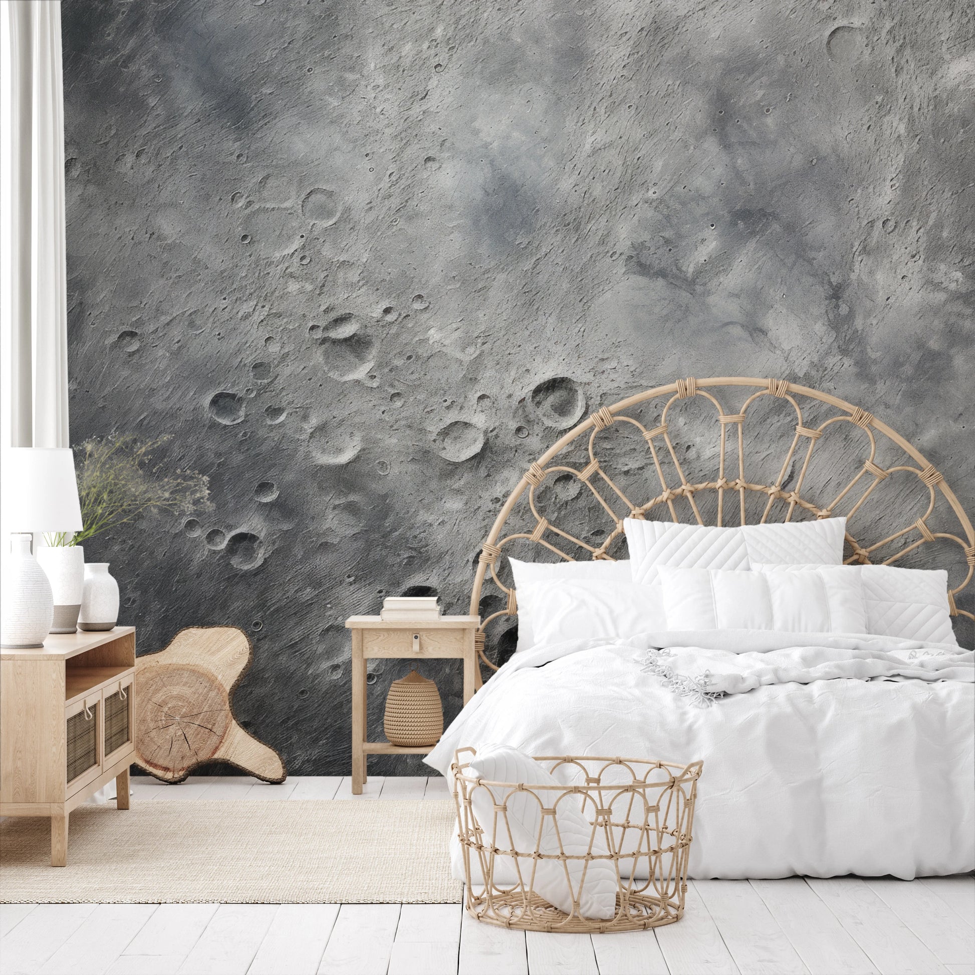 Fototapeta malowana o nazwie Moon's Monochrome 2 pokazana w aranżacji wnętrza.