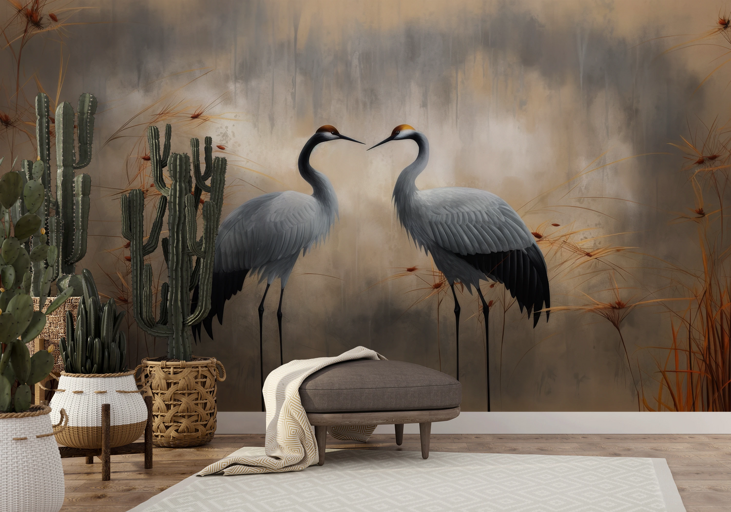 Fototapeta malowana o nazwie Tender Reunion pokazana w aranżacji wnętrza.