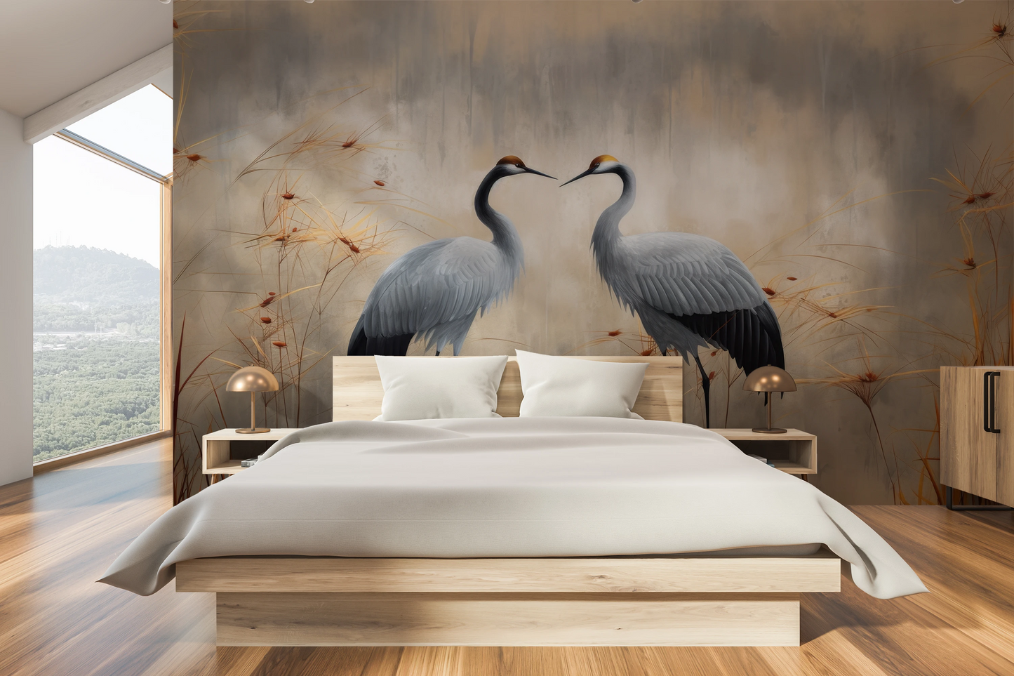 Wzór fototapety o nazwie Tender Reunion pokazanej w kontekście pomieszczenia.