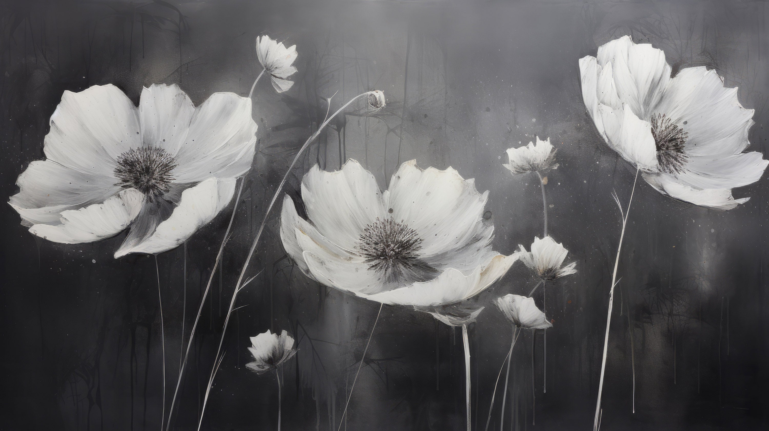 Podgląd wzoru: Prezentacja całego wzoru fototapety o nazwie ETHEREAL NOCTURNE BLOOMS
