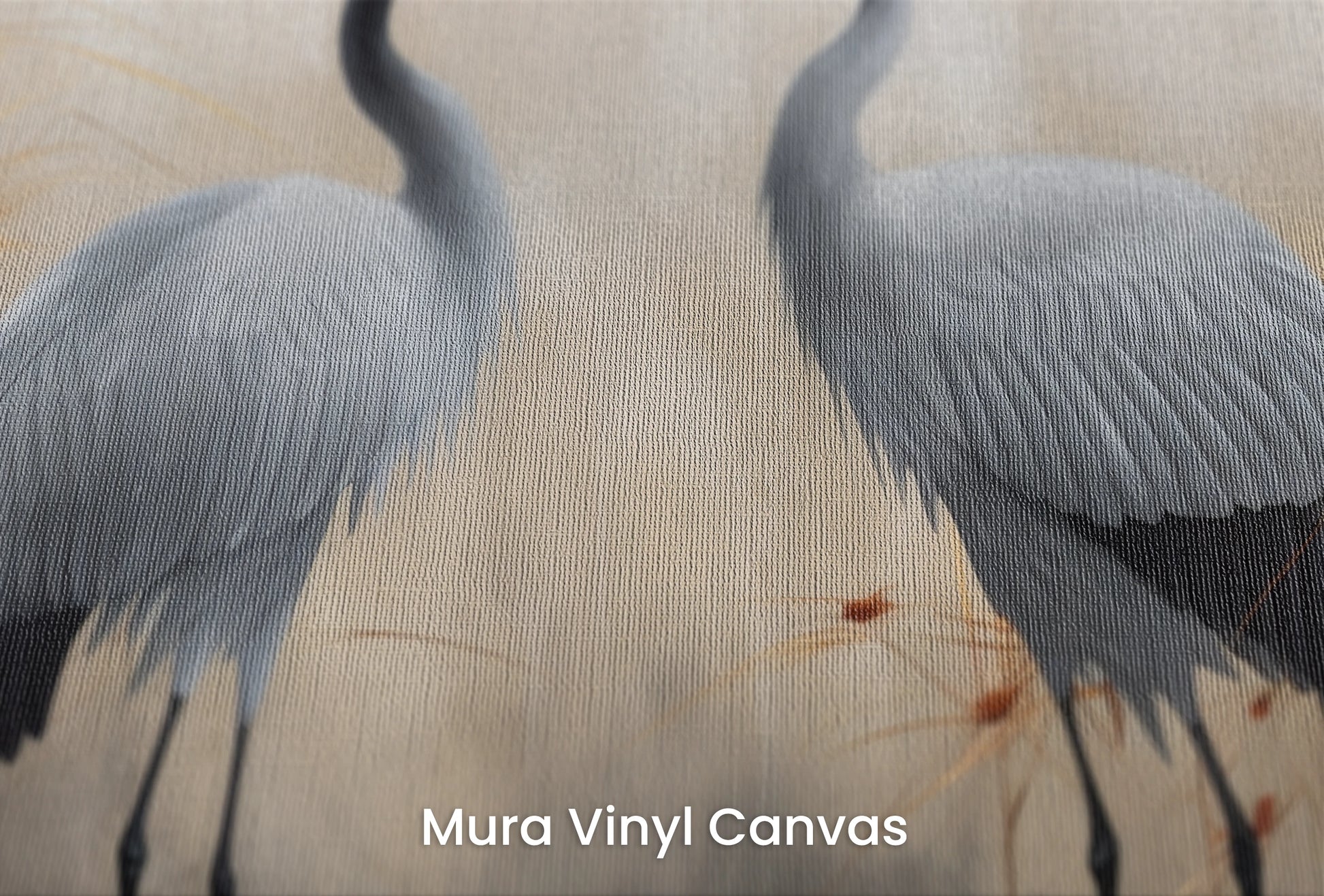 Zbliżenie na artystyczną fototapetę o nazwie Tender Reunion na podłożu Mura Vinyl Canvas - faktura naturalnego płótna.