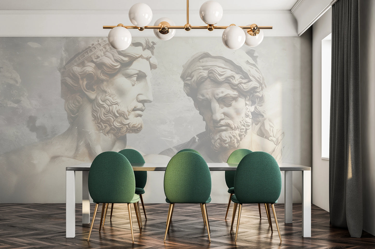 Wzór fototapety artystycznej o nazwie Majesty of Thought pokazanej w aranżacji wnętrza.