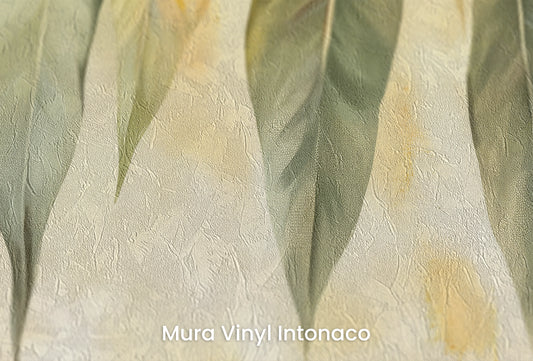 Zbliżenie na artystyczną fototapetę o nazwie Gentle Cascade na podłożu Mura Vinyl Intonaco - struktura tartego tynku.