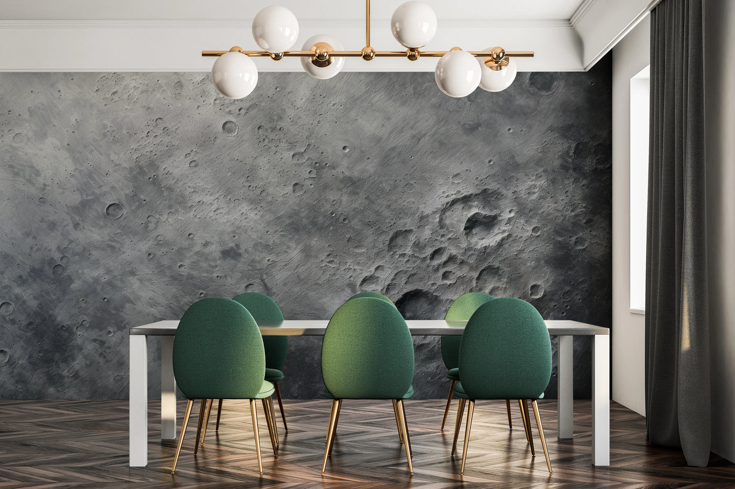 Fototapeta artystyczna o nazwie Lunar Detail pokazana w aranżacji wnętrza.