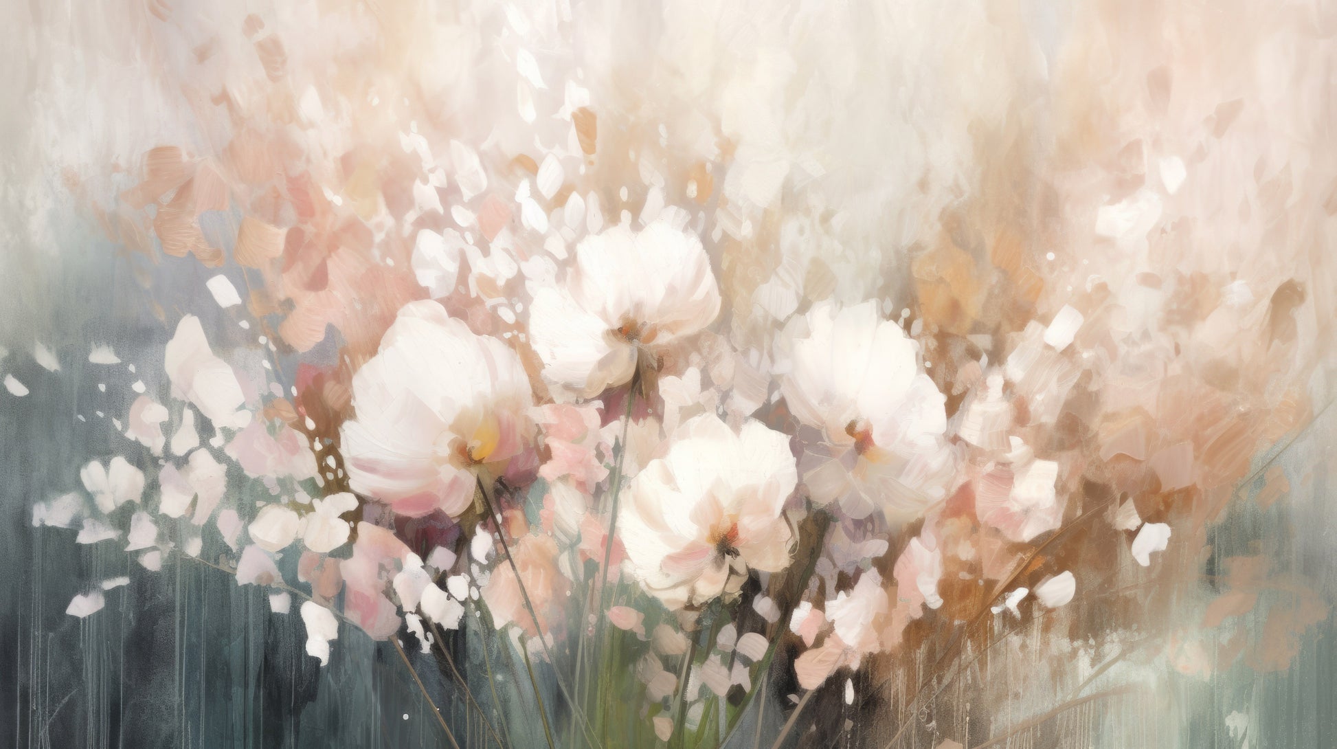 Prezentacja całego wzoru fototapety o nazwie Misty Blossom Drift