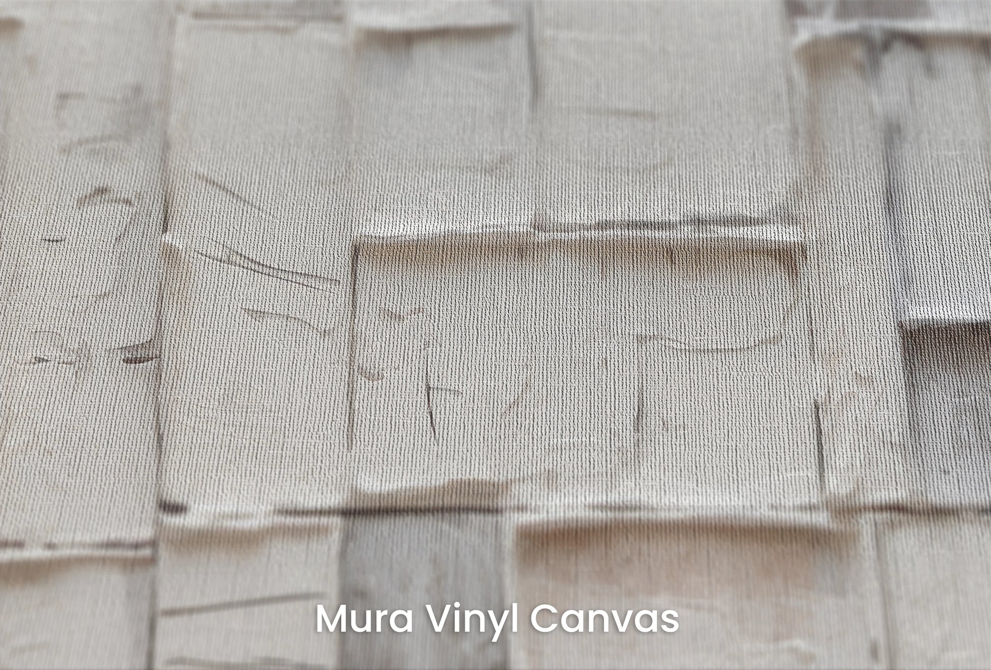 Zbliżenie na artystyczną fototapetę o nazwie Plaster Elegance na podłożu Mura Vinyl Canvas - faktura naturalnego płótna.