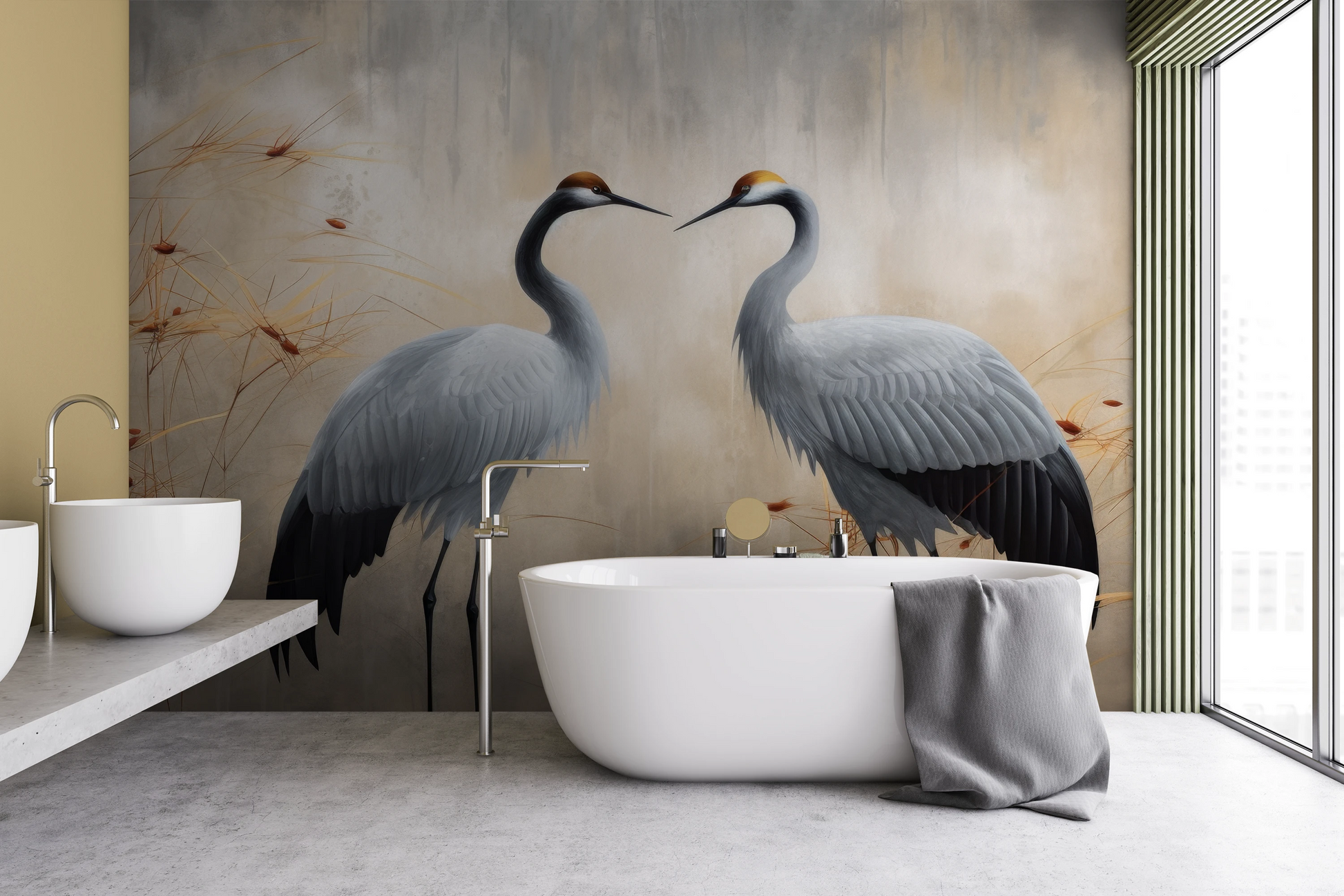 Wzór fototapety artystycznej o nazwie Eternal Grace pokazanej w aranżacji wnętrza.