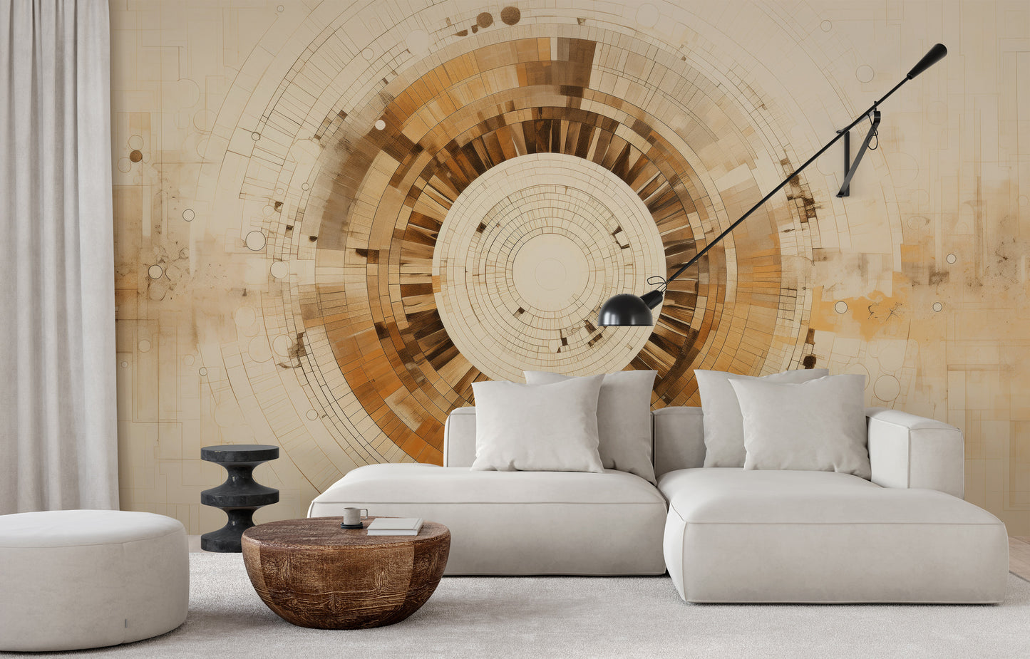 Fototapeta artystyczna o nazwie ARCHITECTURAL ORBITAL DESIGN pokazana w aranżacji wnętrza.