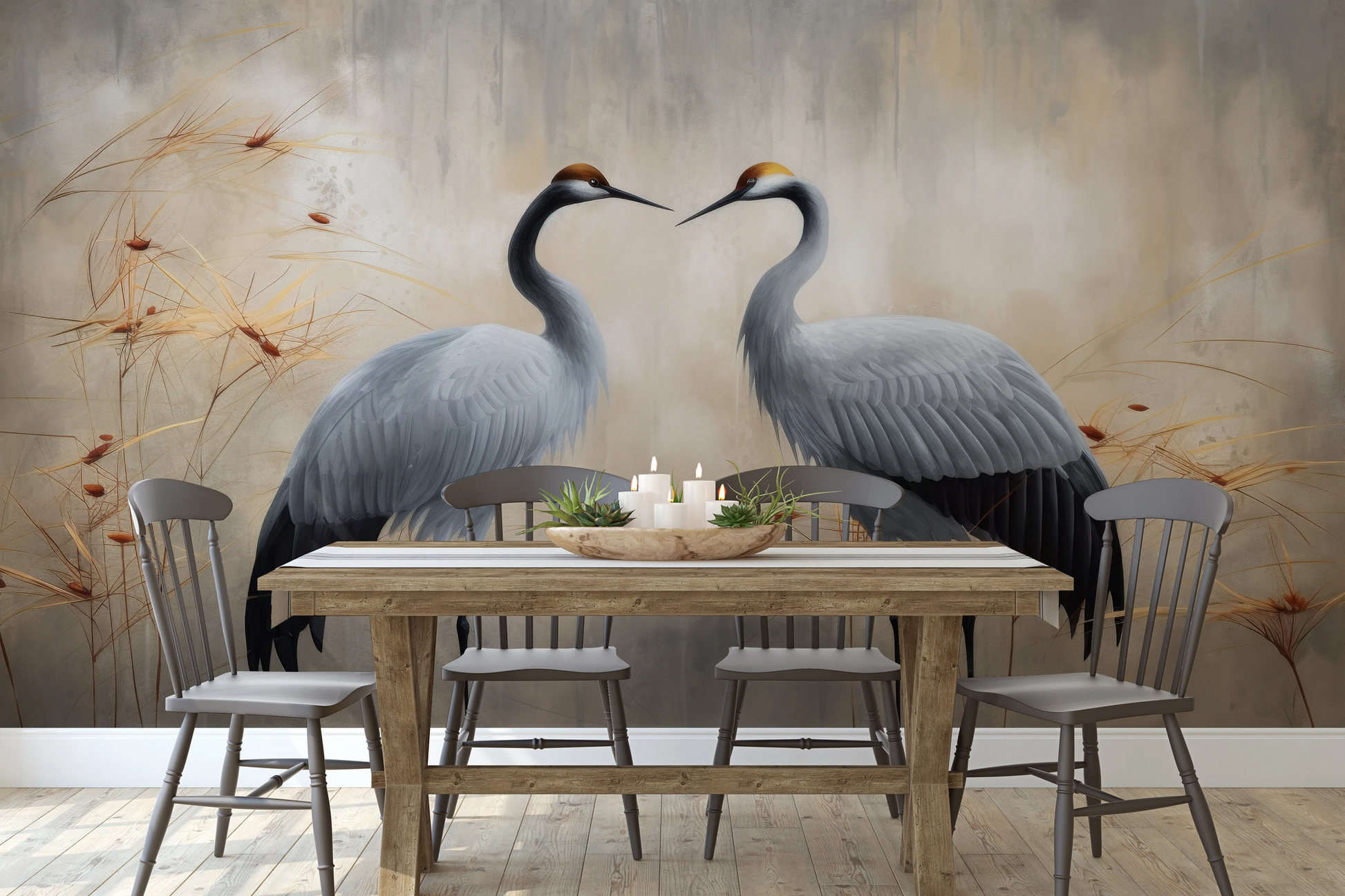 Zdjęcie prezentuje aranżację wnętrza z użyciem fototapety o nazwie Eternal Grace pokazanej w aranżacji wnętrza.