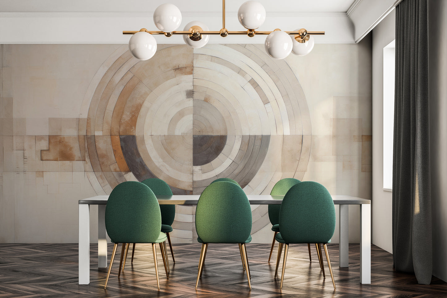 Fototapeta malowana o nazwie MONOCHROME ECLIPSE ABSTRACTION pokazana w aranżacji wnętrza.