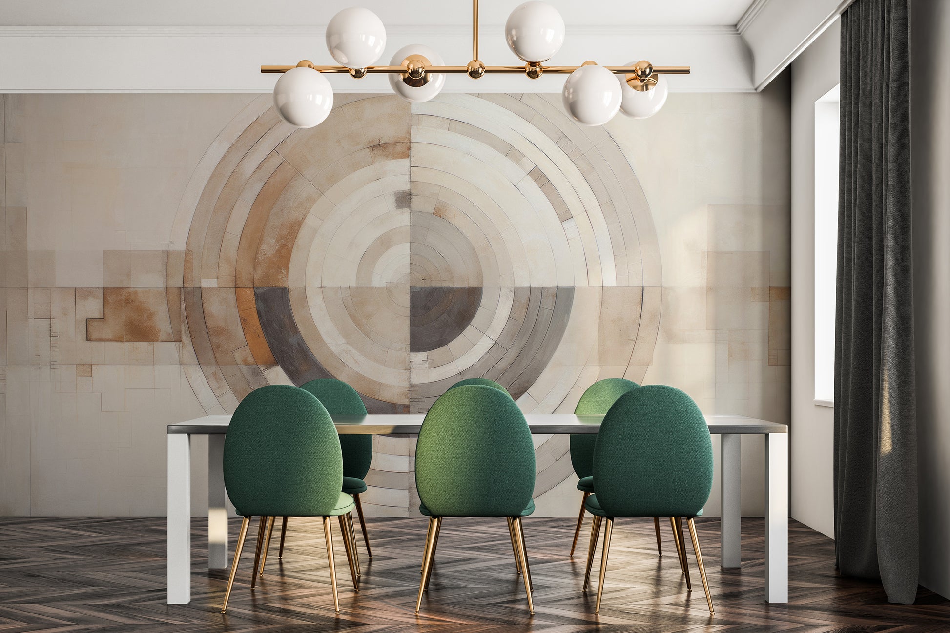 Fototapeta malowana o nazwie MONOCHROME ECLIPSE ABSTRACTION pokazana w aranżacji wnętrza.