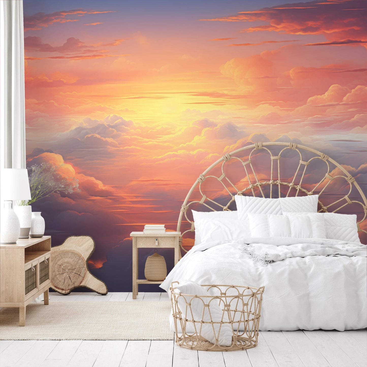 Wzór fototapety o nazwie Fiery Skyline #2 pokazanej w kontekście pomieszczenia.