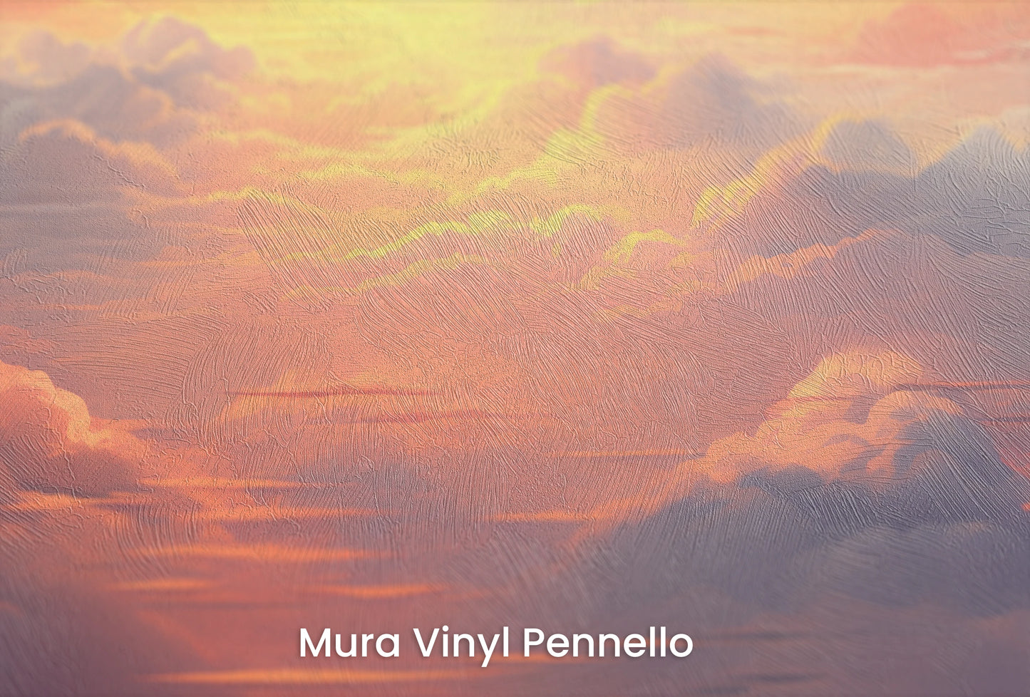 Zbliżenie na artystyczną fototapetę o nazwie Fiery Skyline #2 na podłożu Mura Vinyl Pennello - faktura pociągnięć pędzla malarskiego.