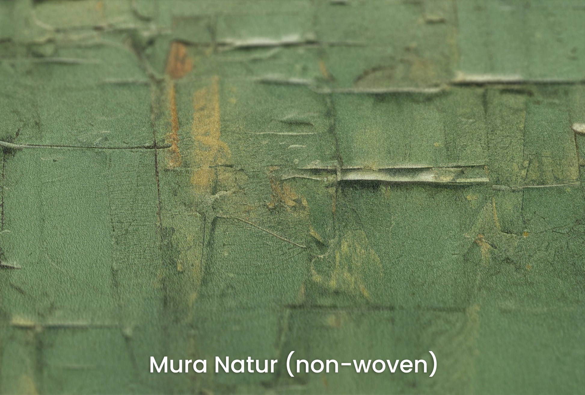 Zbliżenie na artystyczną fototapetę o nazwie Green Geometry na podłożu Mura Natur (non-woven) - naturalne i ekologiczne podłoże.