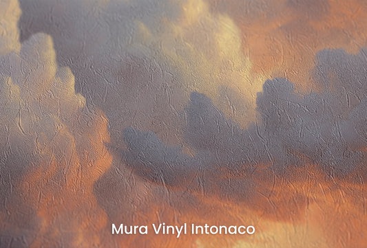 Zbliżenie na artystyczną fototapetę o nazwie Storm's Prelude na podłożu Mura Vinyl Intonaco - struktura tartego tynku.