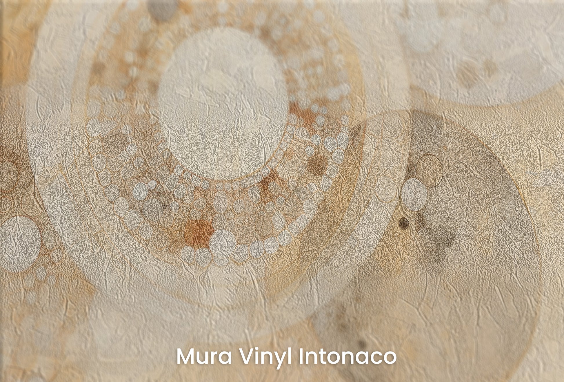 Zbliżenie na artystyczną fototapetę o nazwie CELESTIAL DANCE IN SEPIA TONES na podłożu Mura Vinyl Intonaco - struktura tartego tynku.