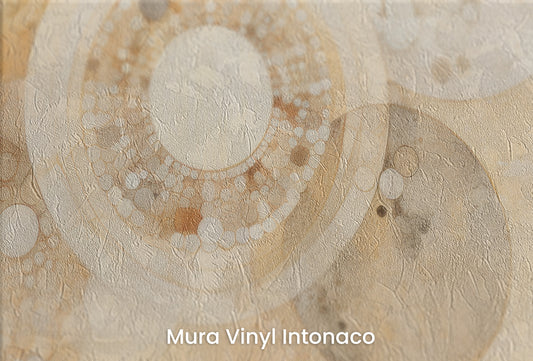 Zbliżenie na artystyczną fototapetę o nazwie CELESTIAL DANCE IN SEPIA TONES na podłożu Mura Vinyl Intonaco - struktura tartego tynku.
