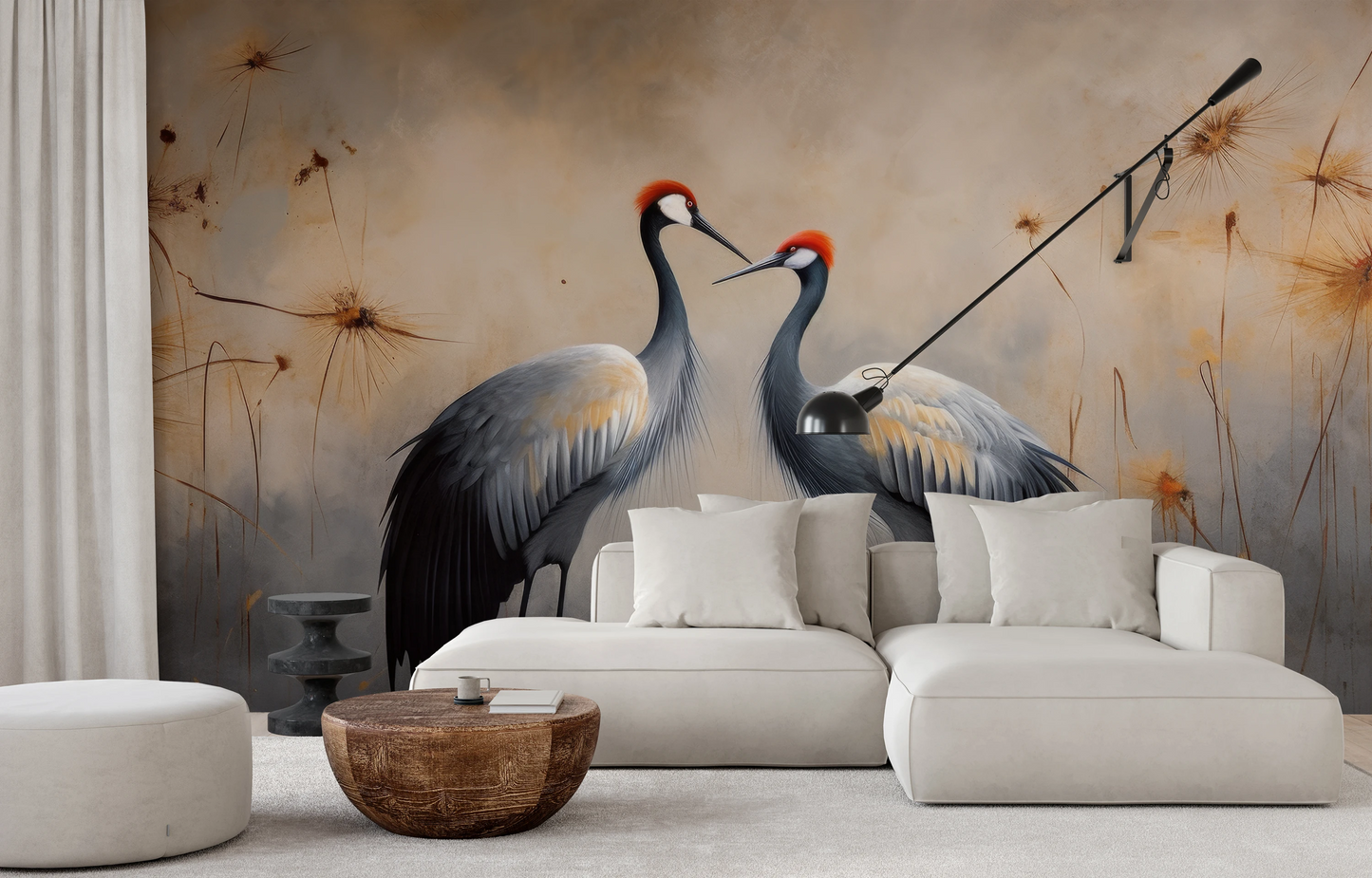 Wzór fototapety artystycznej o nazwie Passionate Glance pokazanej w aranżacji wnętrza.