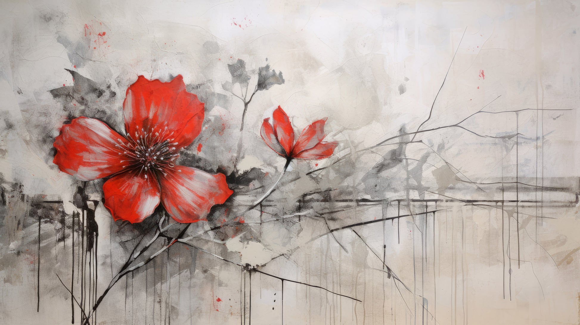 Prezentacja całego wzoru fototapety o nazwie CRIMSON BRUSHSTROKE BEAUTY