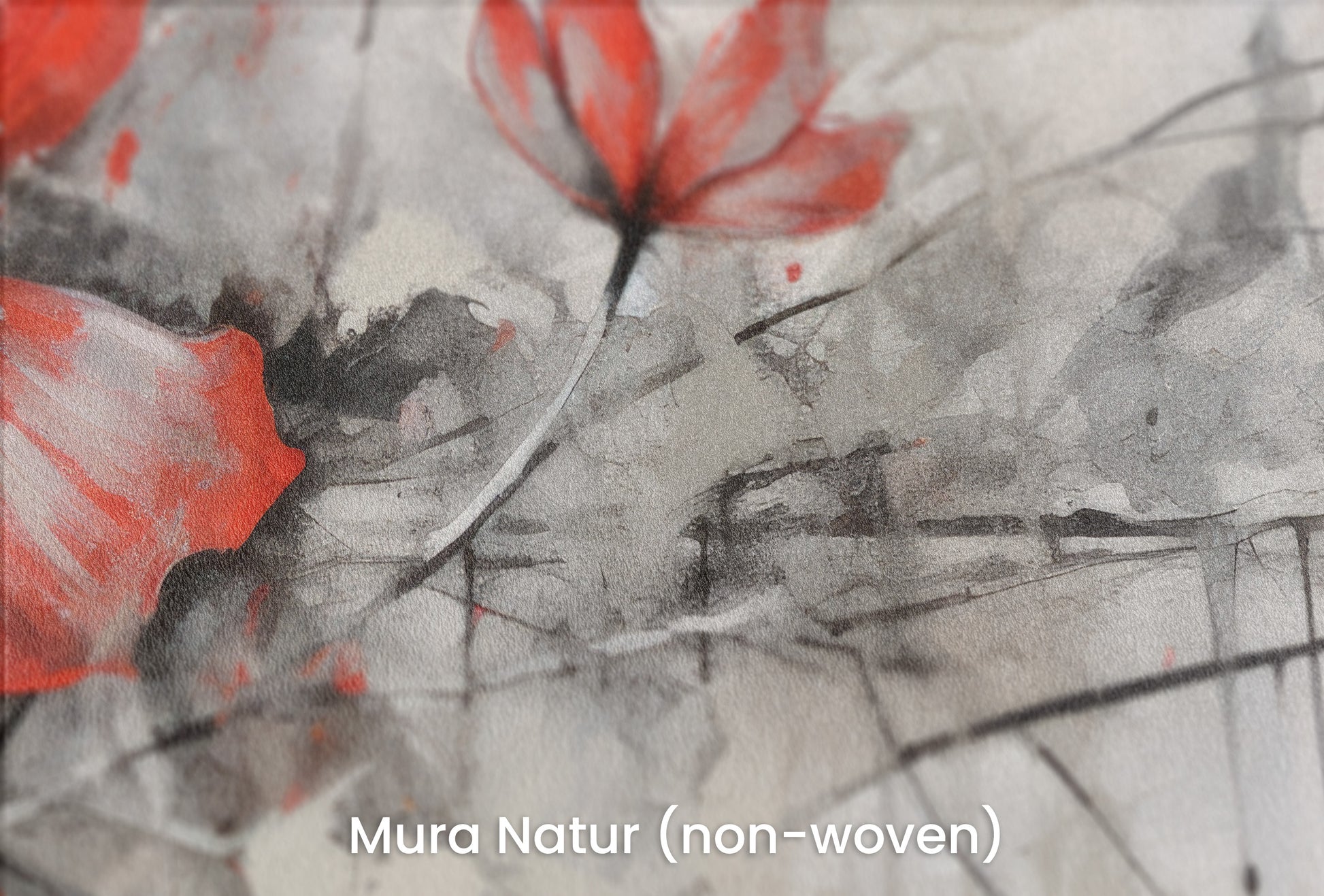 Zbliżenie na artystyczną fototapetę o nazwie CRIMSON BRUSHSTROKE BEAUTY na podłożu Mura Natur (non-woven) - naturalne i ekologiczne podłoże.