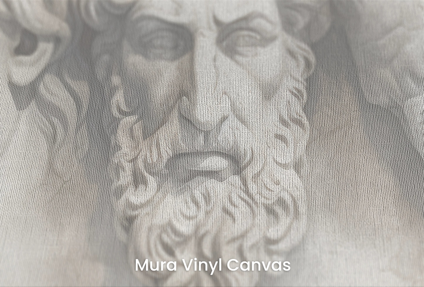 Zbliżenie na artystyczną fototapetę o nazwie Philosophical Discourse na podłożu Mura Vinyl Canvas - faktura naturalnego płótna.