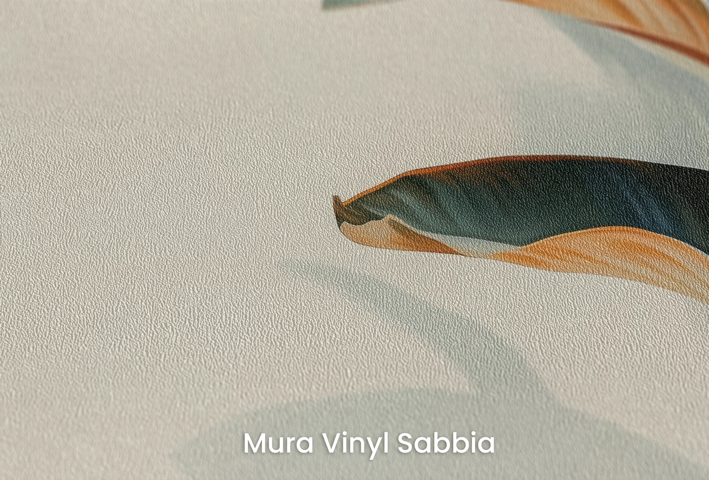 Zbliżenie na artystyczną fototapetę o nazwie Verdant Whisper na podłożu Mura Vinyl Sabbia struktura grubego ziarna piasku.