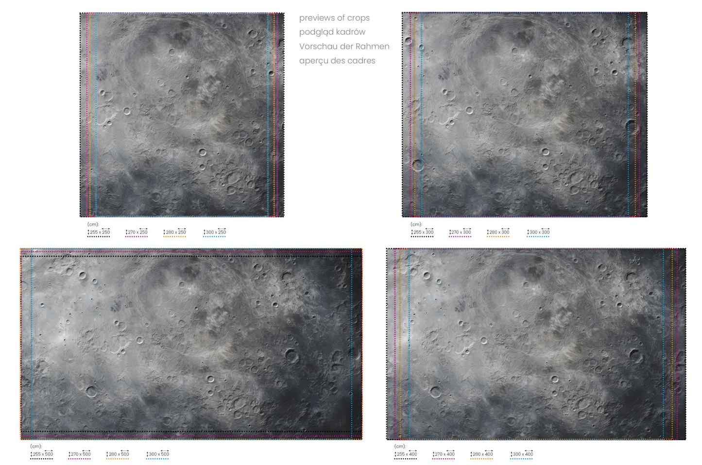 Na obrazie znajduje się prezentacja przykładowych rozmiarów fototapety o nazwie Solar Winds. Rozmiar fototapety jest dowolny.