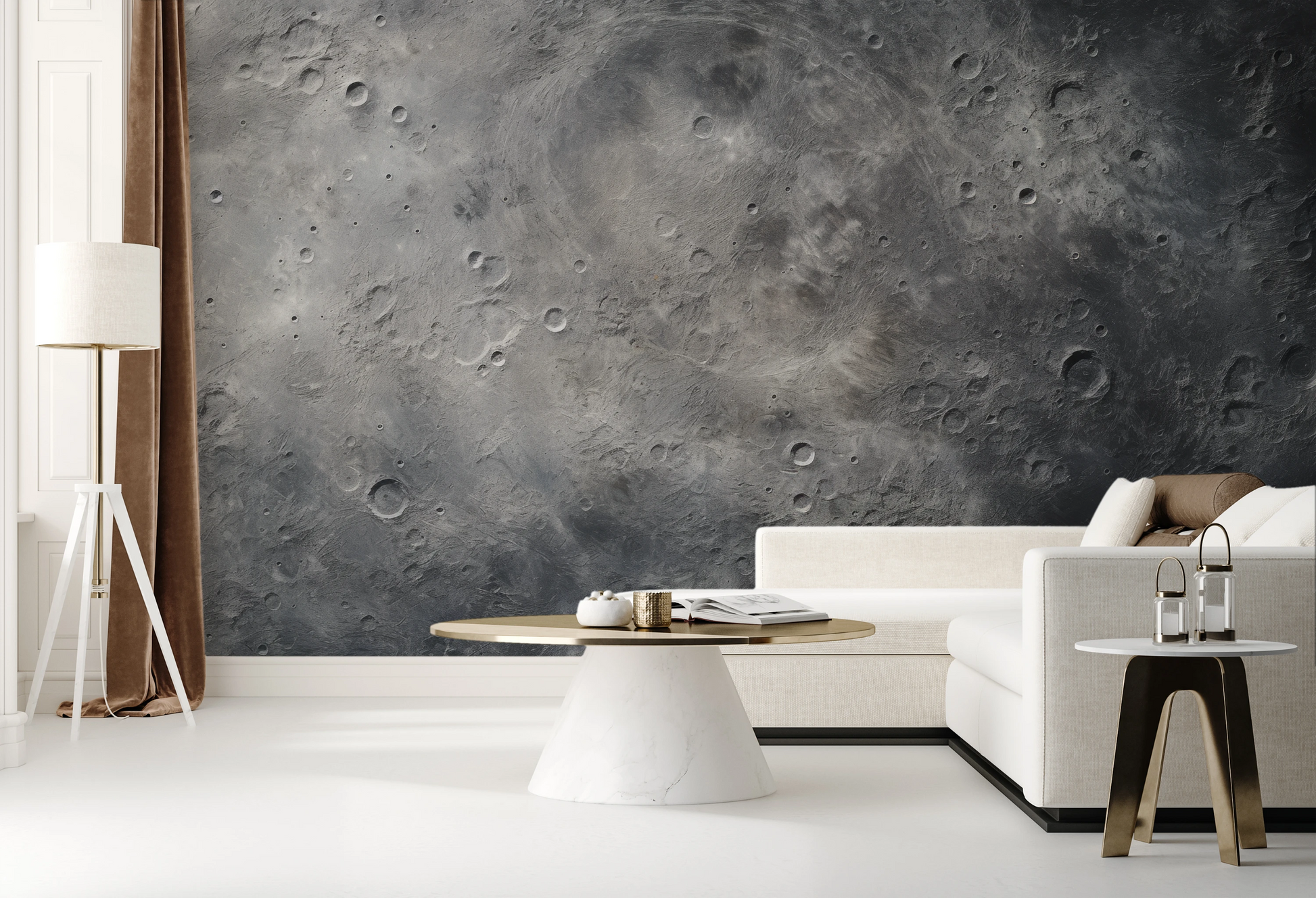 Zdjęcie prezentuje aranżację wnętrza z użyciem fototapety o nazwie Solar Winds pokazanej w aranżacji wnętrza.