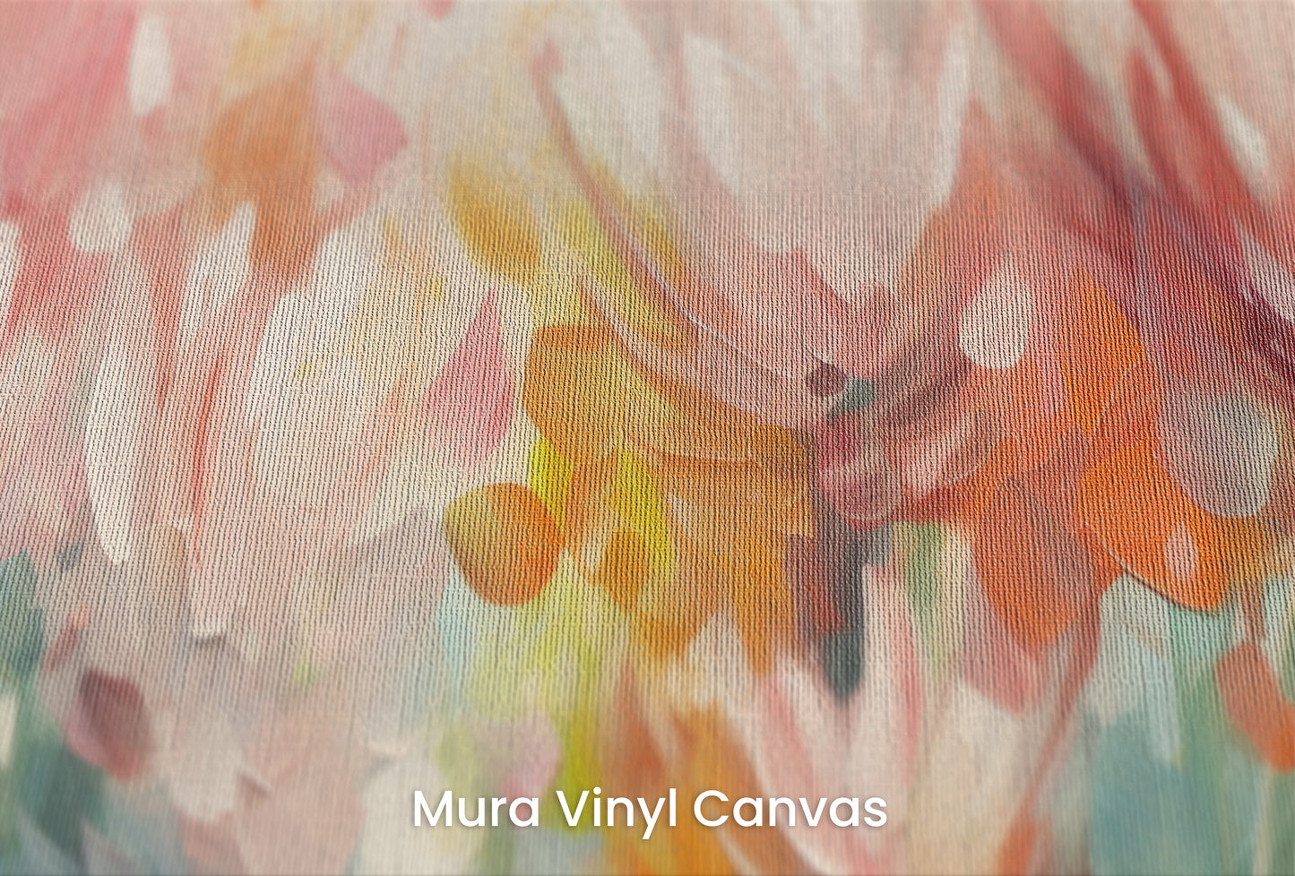 Zbliżenie na artystyczną fototapetę o nazwie Floral Burst na podłożu Mura Vinyl Canvas - faktura naturalnego płótna.