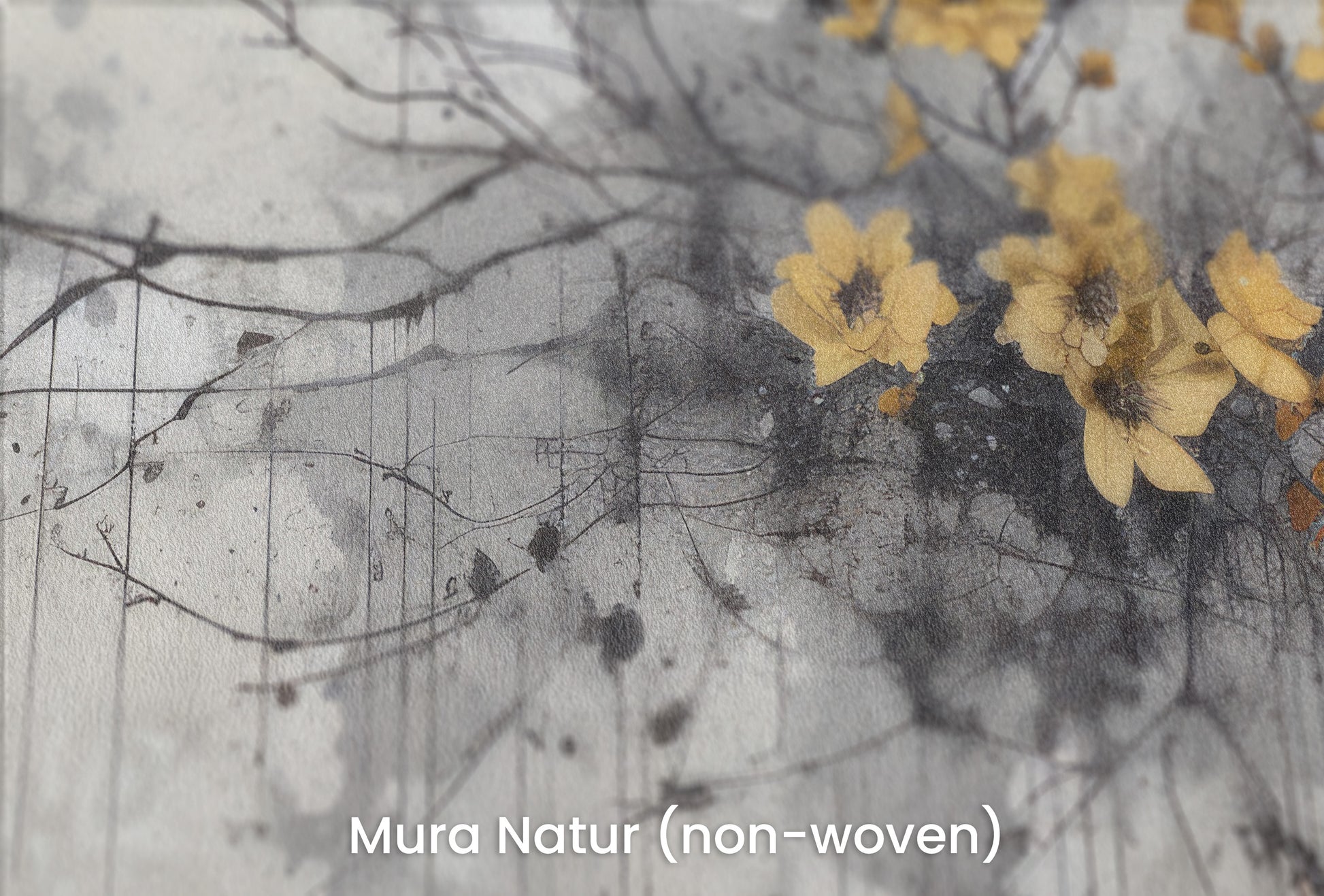Zbliżenie na artystyczną fototapetę o nazwie GOLDEN SPRING AWAKENING na podłożu Mura Natur (non-woven) - naturalne i ekologiczne podłoże.