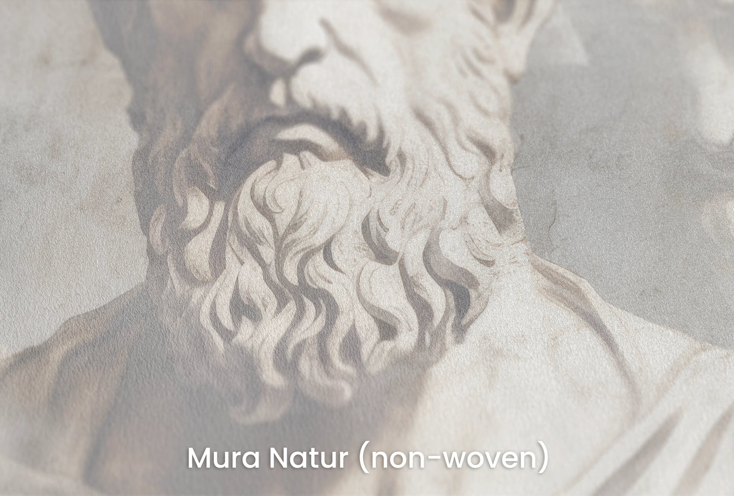 Zbliżenie na artystyczną fototapetę o nazwie Stoic Reverie na podłożu Mura Natur (non-woven) - naturalne i ekologiczne podłoże.