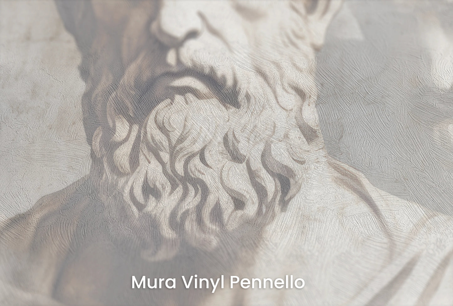 Zbliżenie na artystyczną fototapetę o nazwie Stoic Reverie na podłożu Mura Vinyl Pennello - faktura pociągnięć pędzla malarskiego.