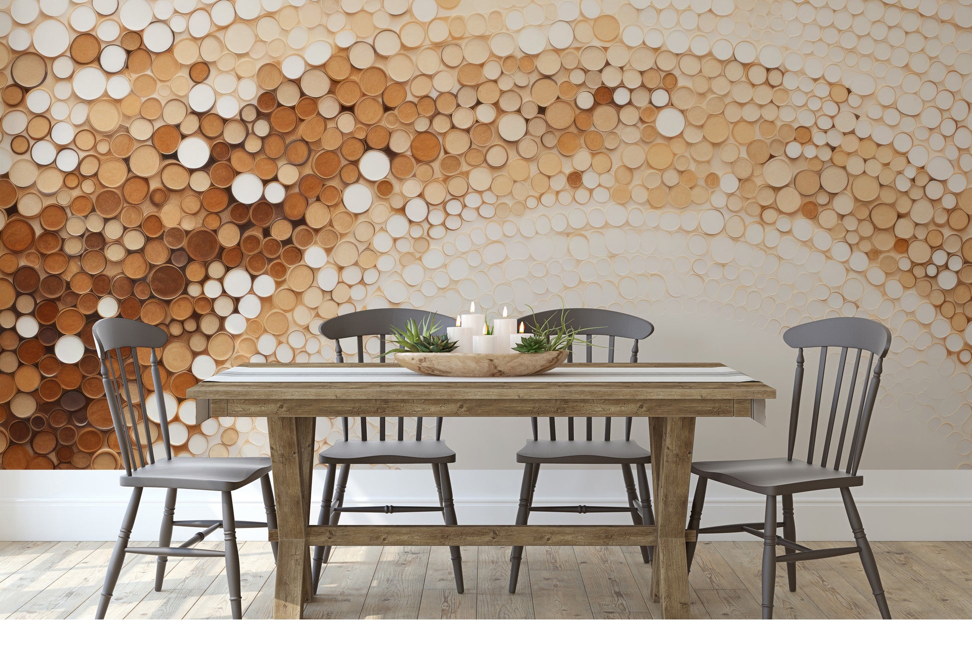 Fototapeta artystyczna o nazwie RUSTIC COFFEE TONES CASCADE pokazana w aranżacji wnętrza.