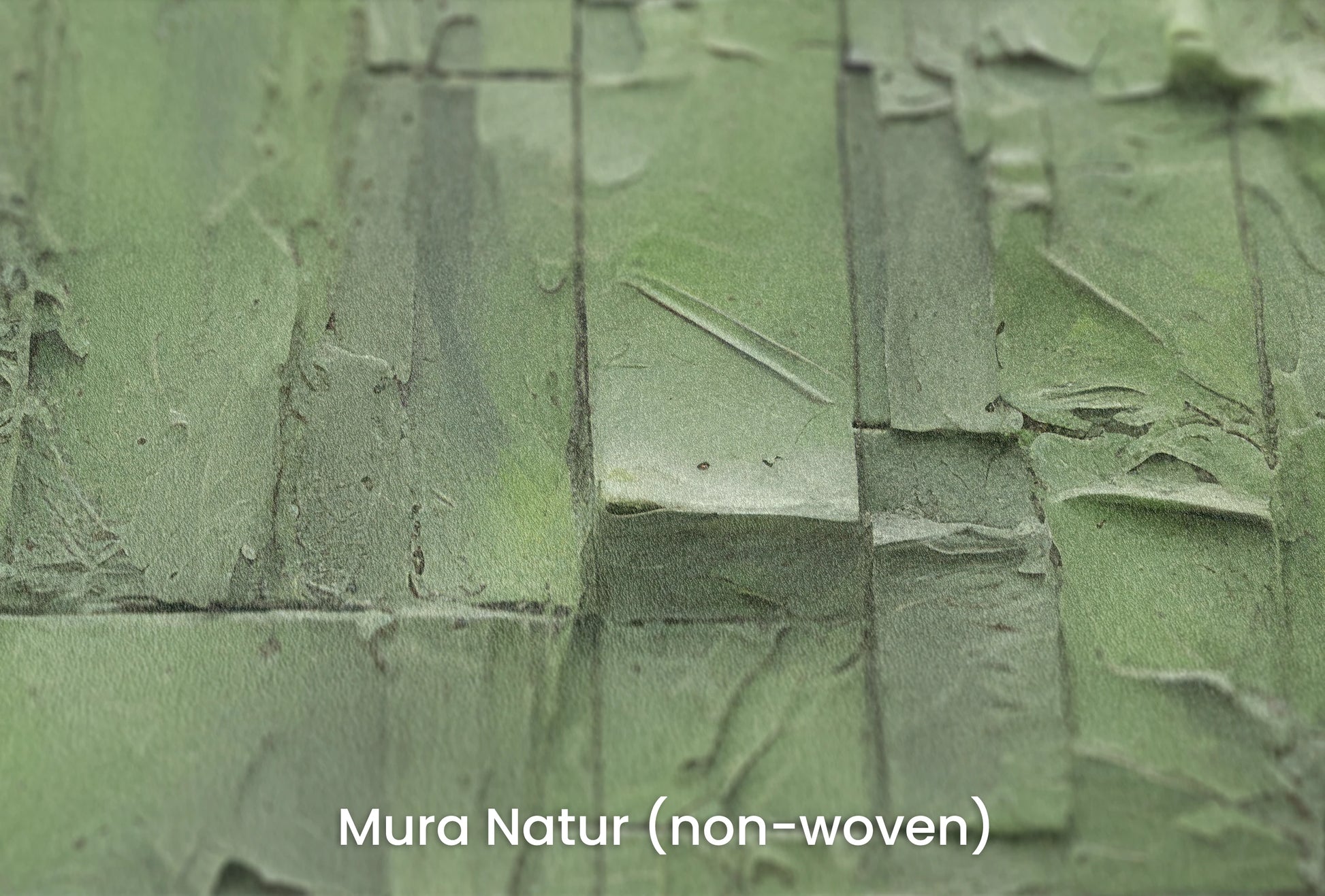 Zbliżenie na artystyczną fototapetę o nazwie Green Patchwork na podłożu Mura Natur (non-woven) - naturalne i ekologiczne podłoże.