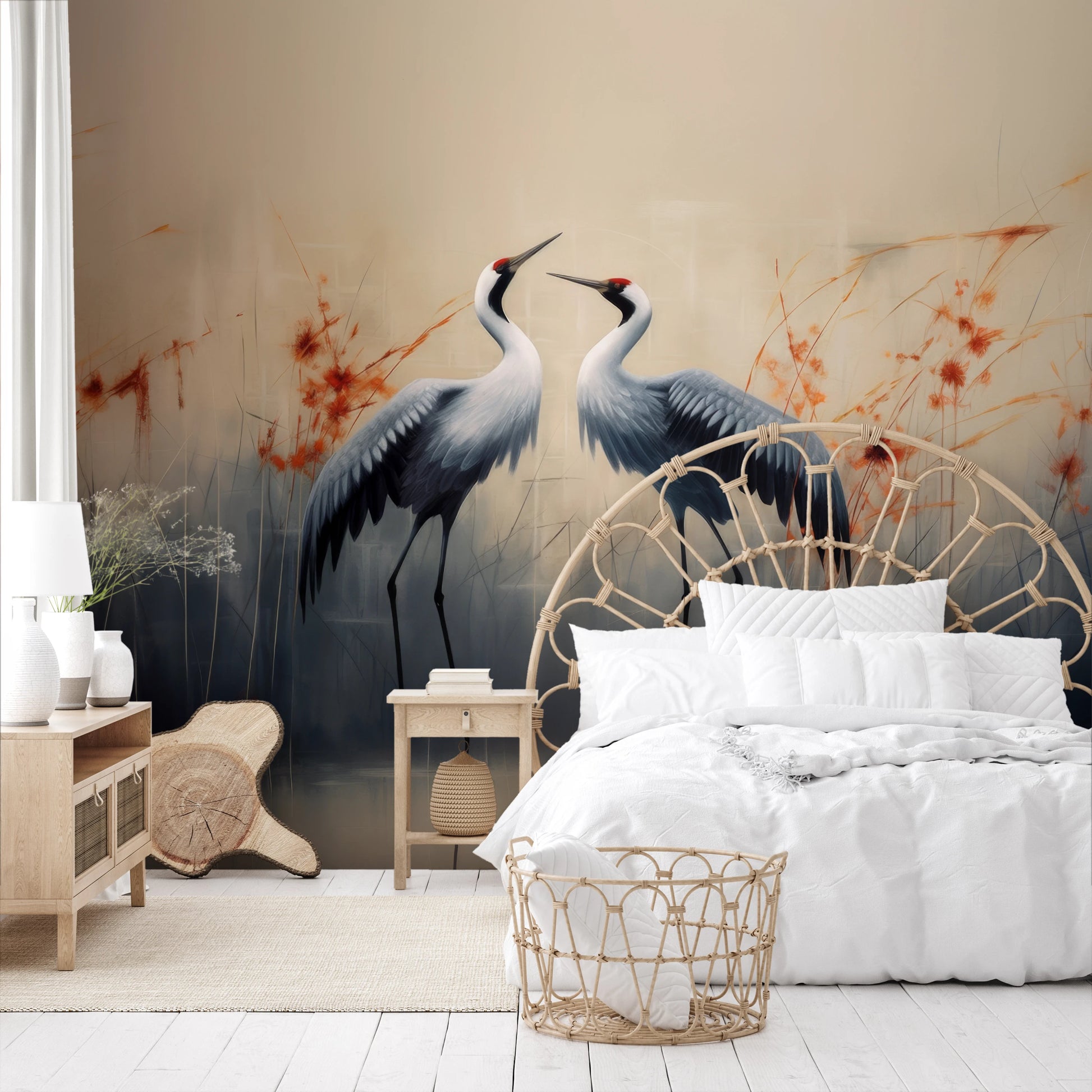 Zdjęcie prezentuje aranżację wnętrza z użyciem fototapety o nazwie Morning Mist pokazanej w aranżacji wnętrza.