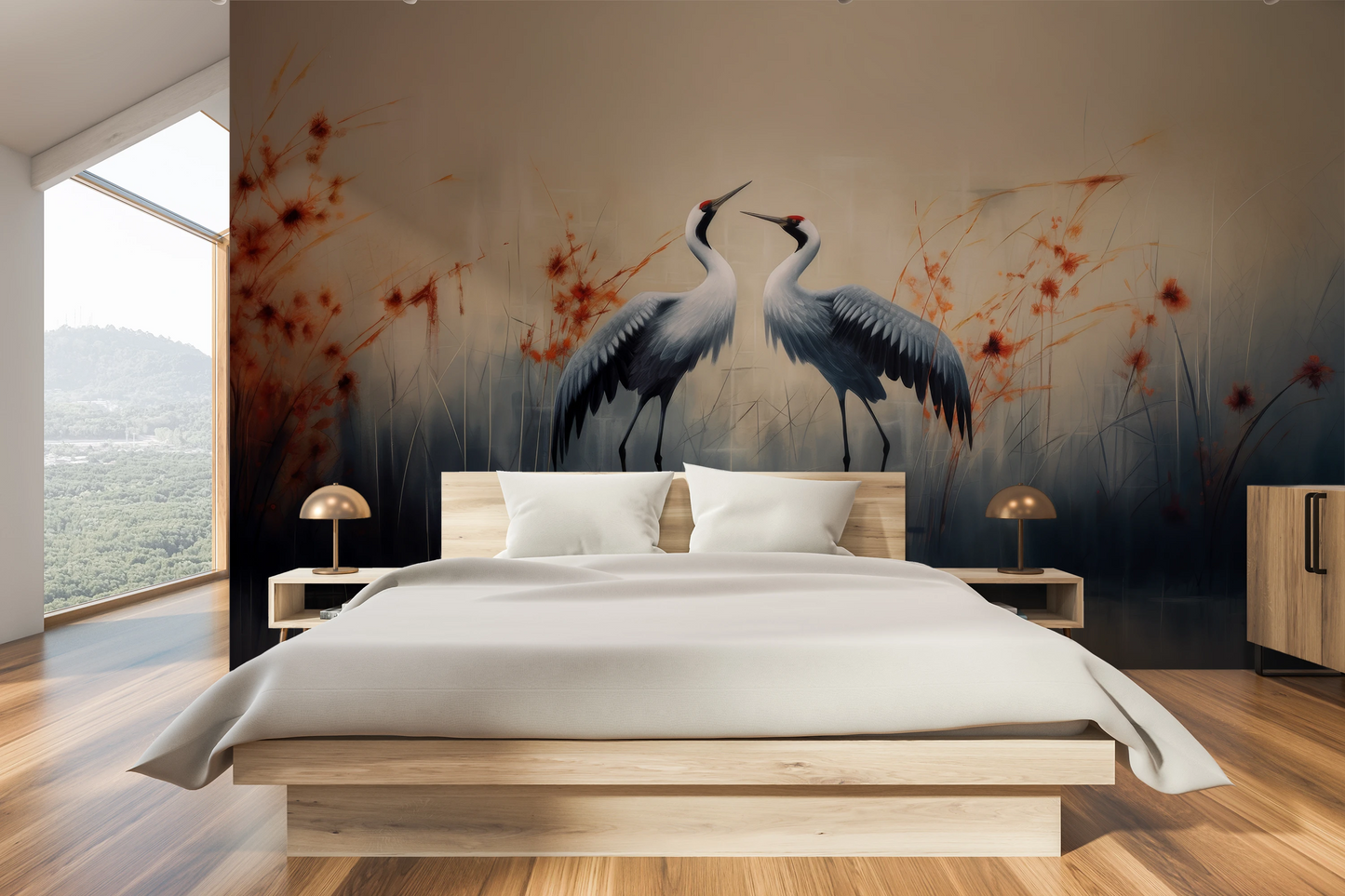 Fototapeta malowana o nazwie Morning Mist pokazana w aranżacji wnętrza.