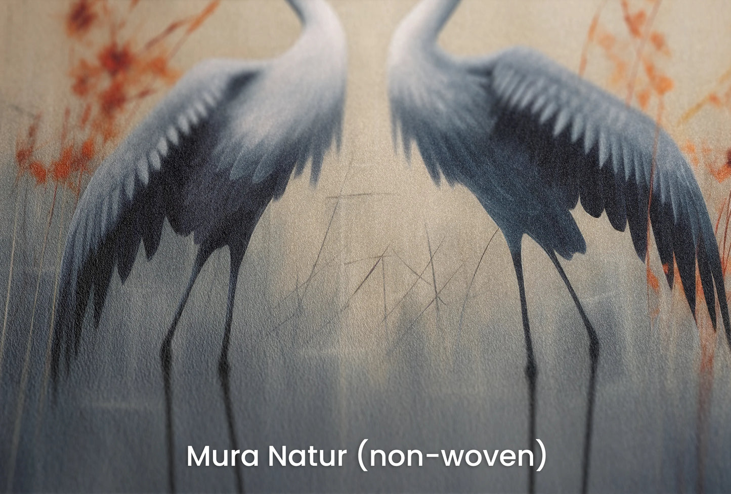 Zbliżenie na artystyczną fototapetę o nazwie Morning Mist na podłożu Mura Natur (non-woven) - naturalne i ekologiczne podłoże.