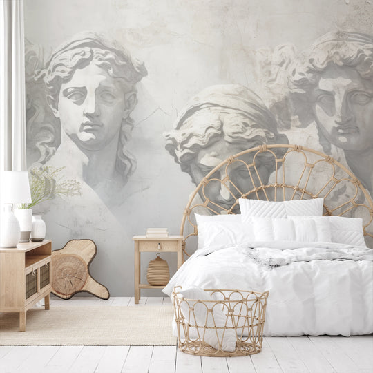 Wzór fototapety artystycznej o nazwie The Muses' Grace pokazanej w aranżacji wnętrza.