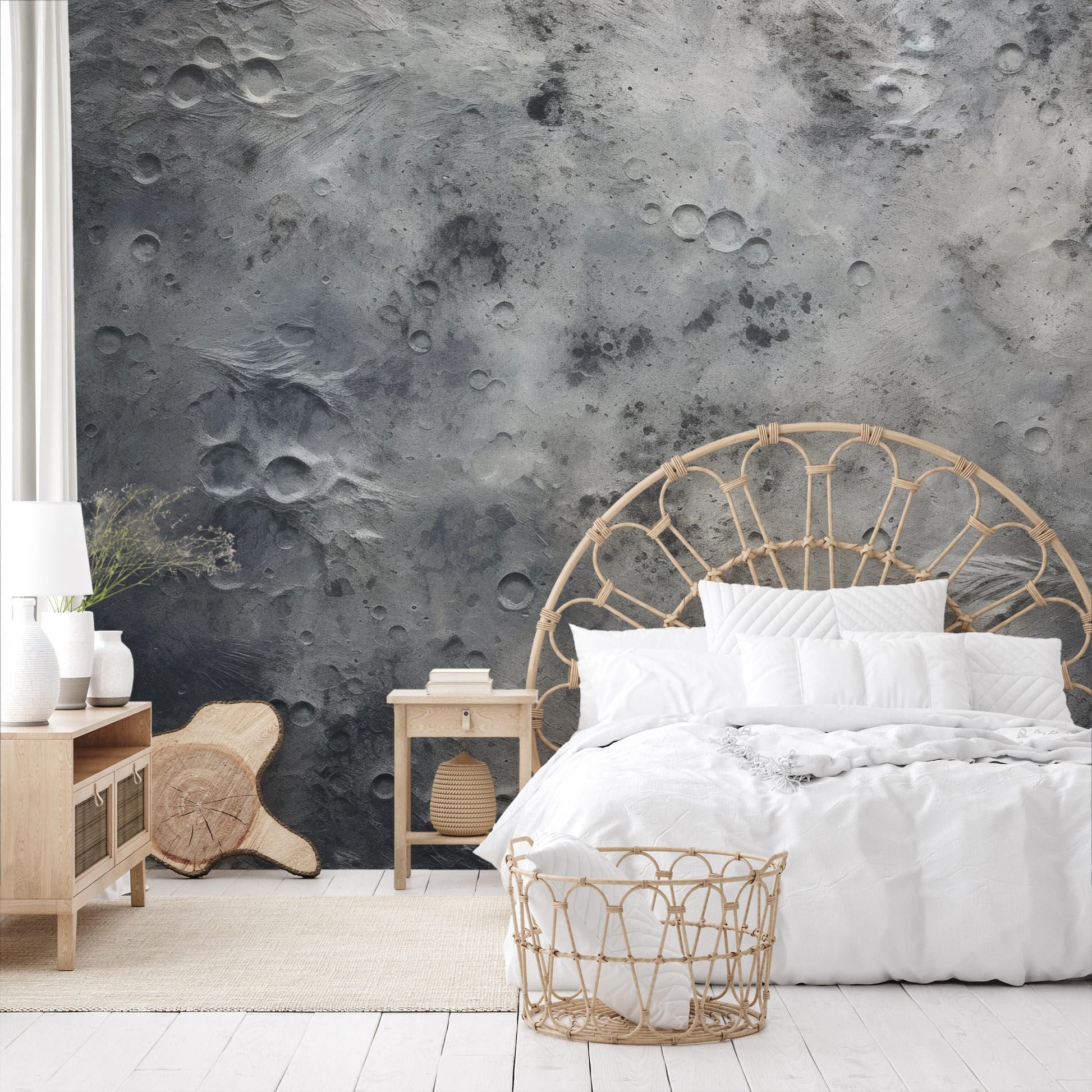 Fototapeta malowana o nazwie Lunar Shadows pokazana w aranżacji wnętrza.