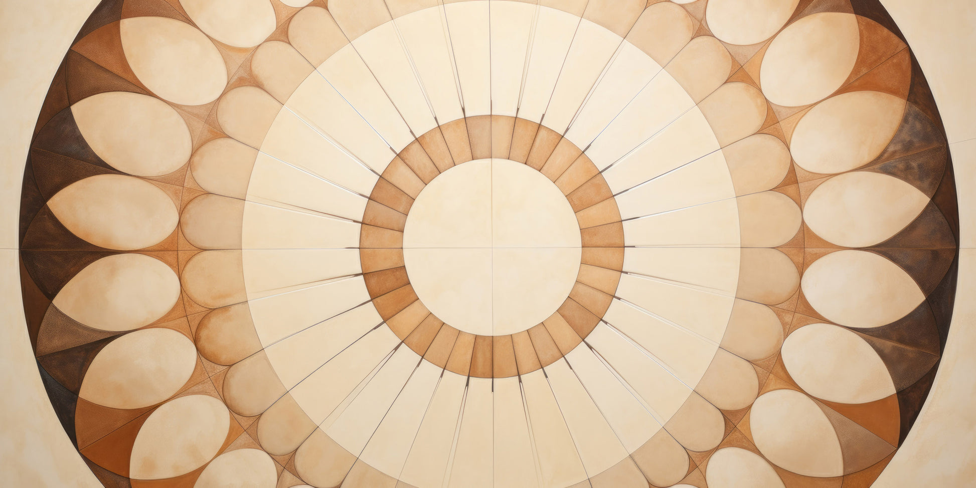 Prezentacja całego wzoru fototapety o nazwie SUNBURST OVAL MOSAIC