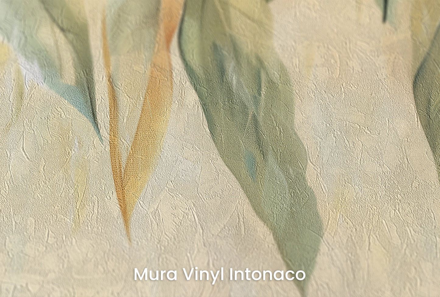 Zbliżenie na artystyczną fototapetę o nazwie Whimsical Fall na podłożu Mura Vinyl Intonaco - struktura tartego tynku.