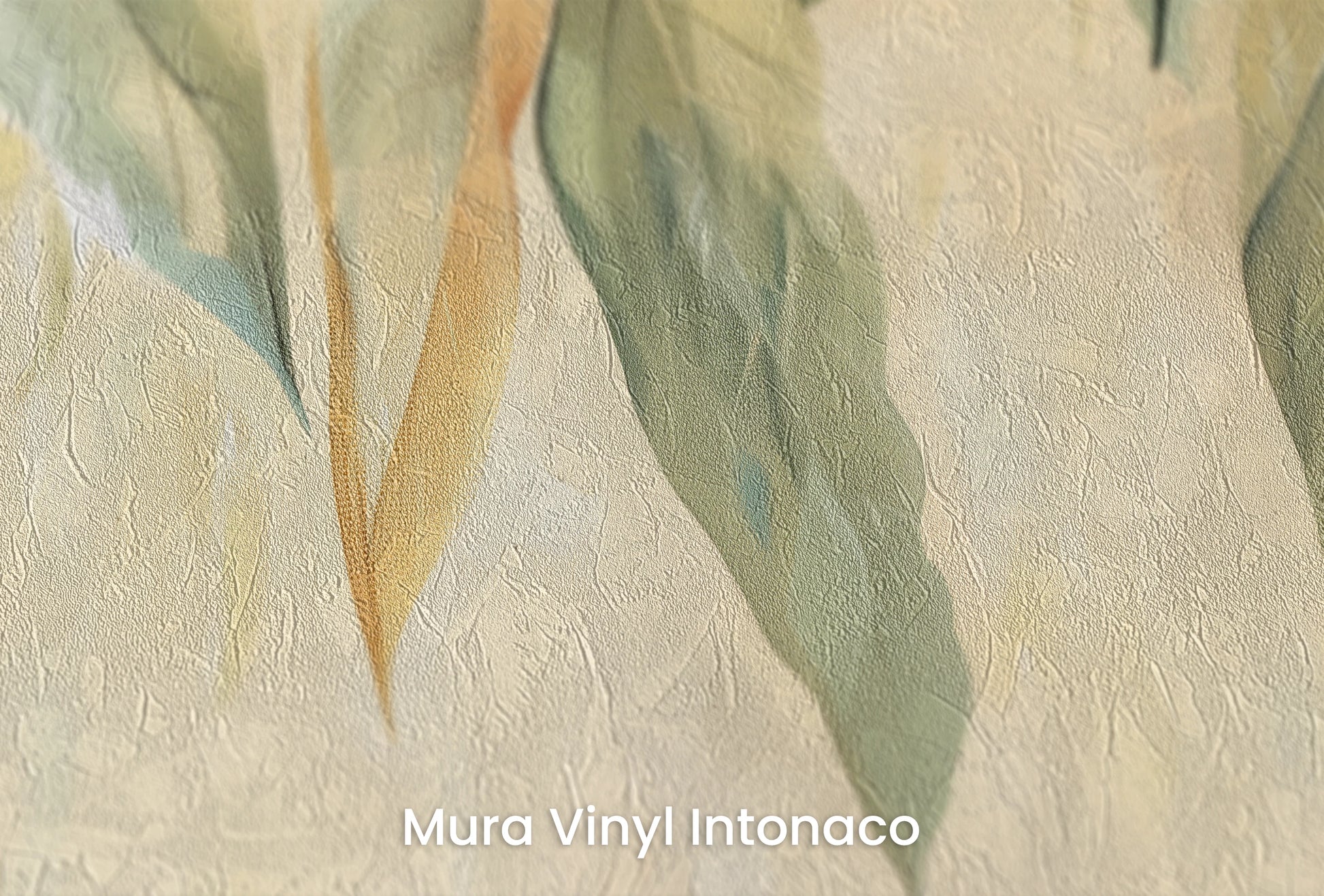 Zbliżenie na artystyczną fototapetę o nazwie Whimsical Fall na podłożu Mura Vinyl Intonaco - struktura tartego tynku.