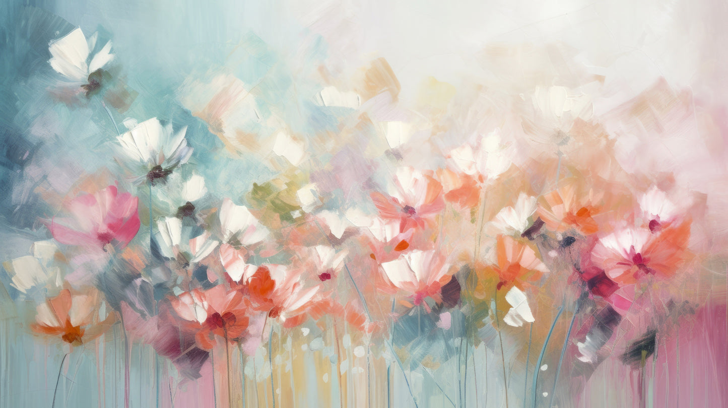 Prezentacja całego wzoru fototapety o nazwie Delicate Floral Hues